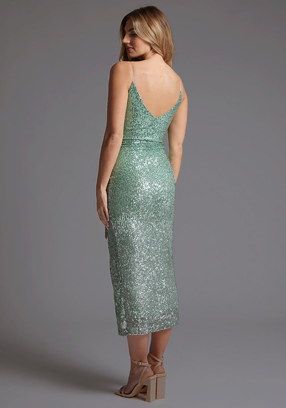 Jolene | Sequin Belted Midaxi Dress - Mint