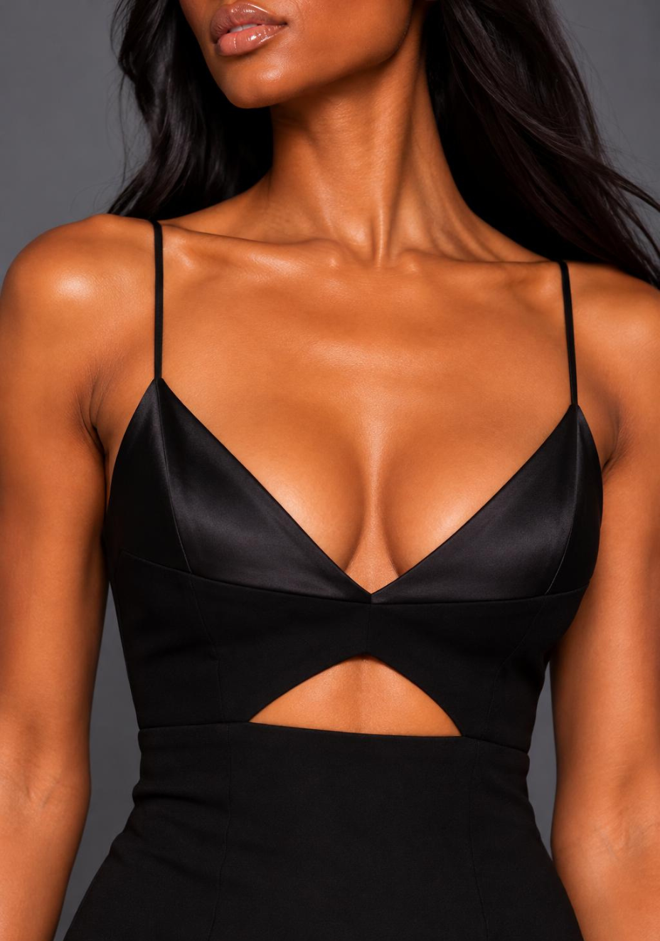 Angelina | Strappy Cut Out Black Midaxi Dress