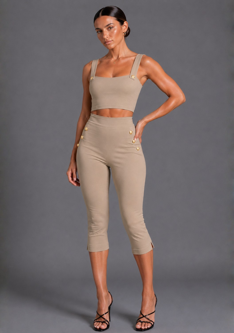 Capri | Cropped Taupe Trousers