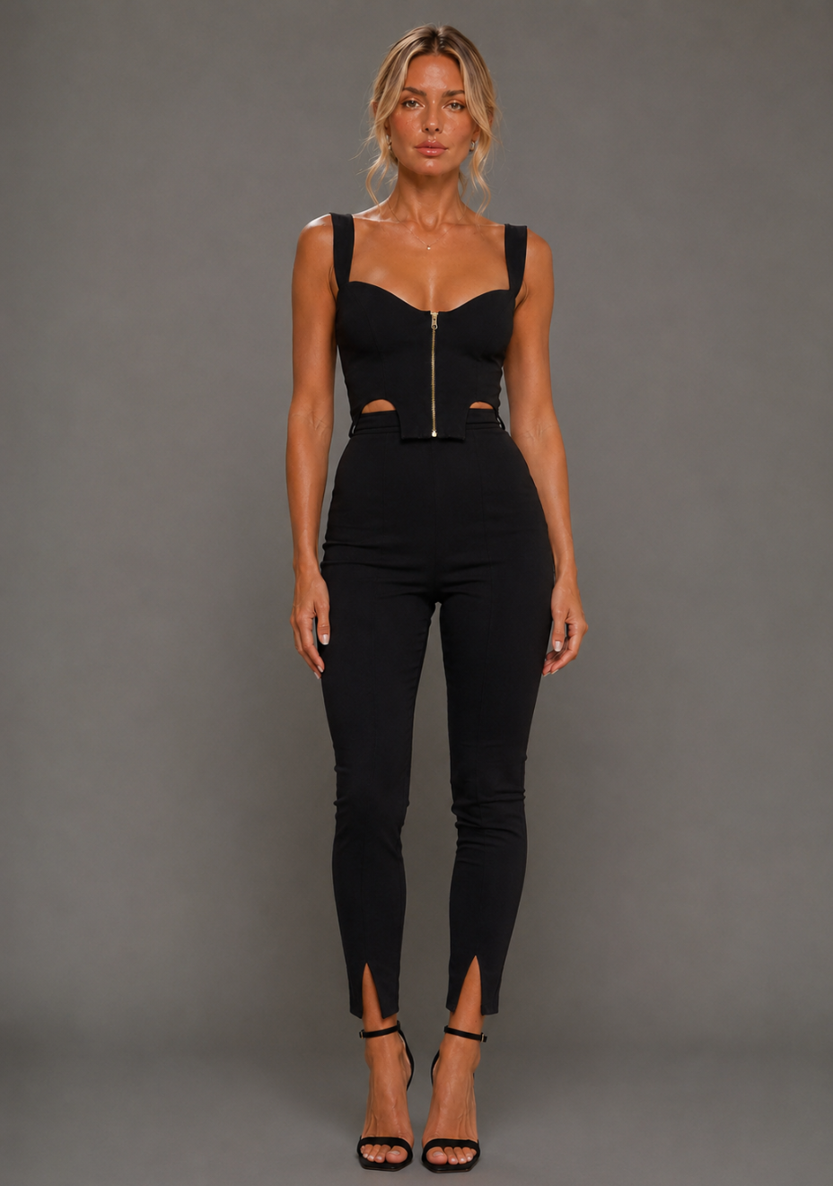 Raven | Slim Leg High Waisted Black Trousers