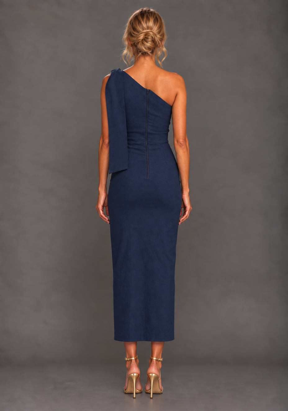 Odette | One Shoulder Navy Midaxi Dress