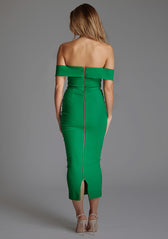 slim fit dress slacks Emerald green Bardot maxi dress – WearMyWardrobeOut