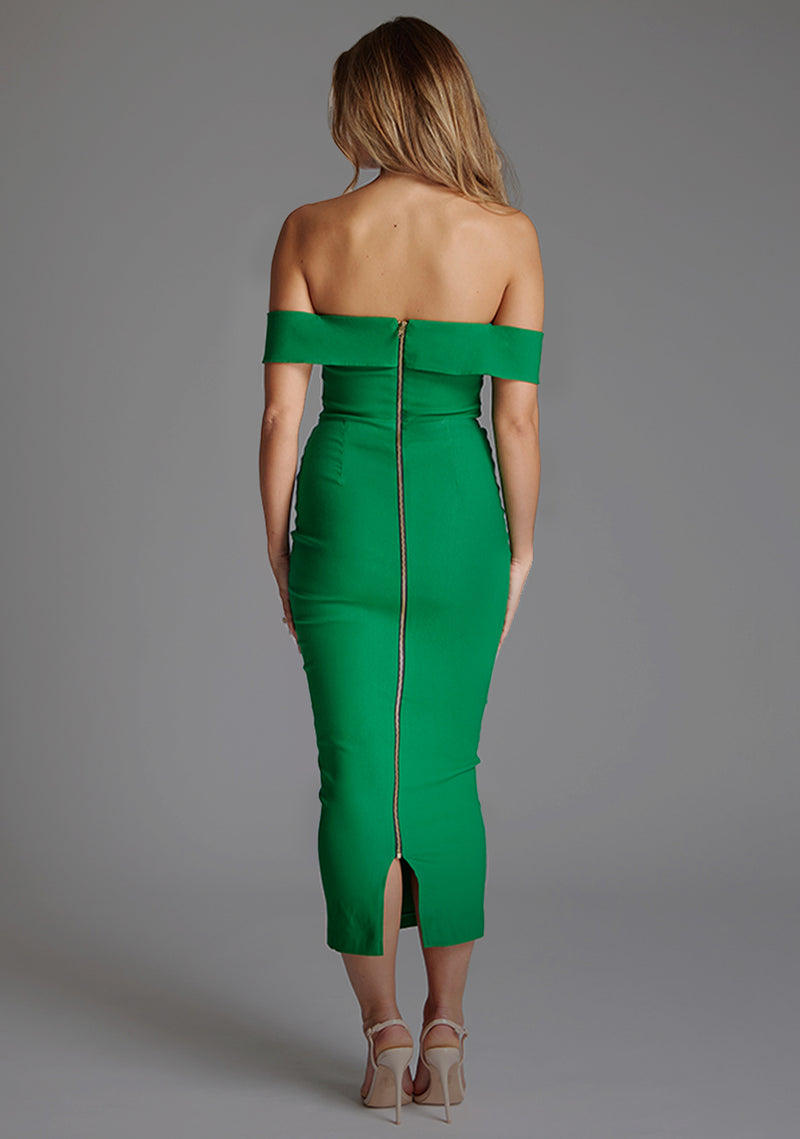 Daphne | Bardot Cut Out Midaxi Dress - Emerald Green Daphne | Bardot Cut Out Midaxi Dress - Emerald Green