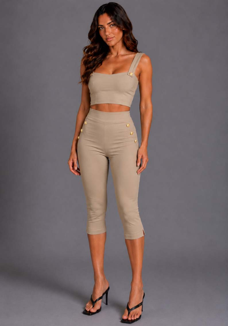 Capri | Cropped Taupe Trousers