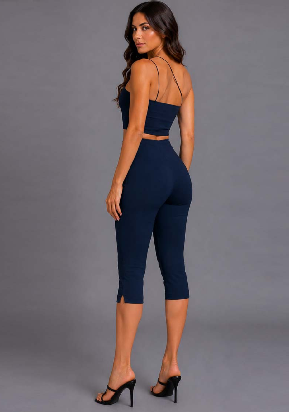 Capri | Cropped Navy Trousers