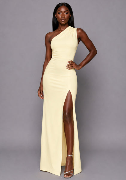 Charlotte | One Shoulder Lemon Yellow Maxi Dress