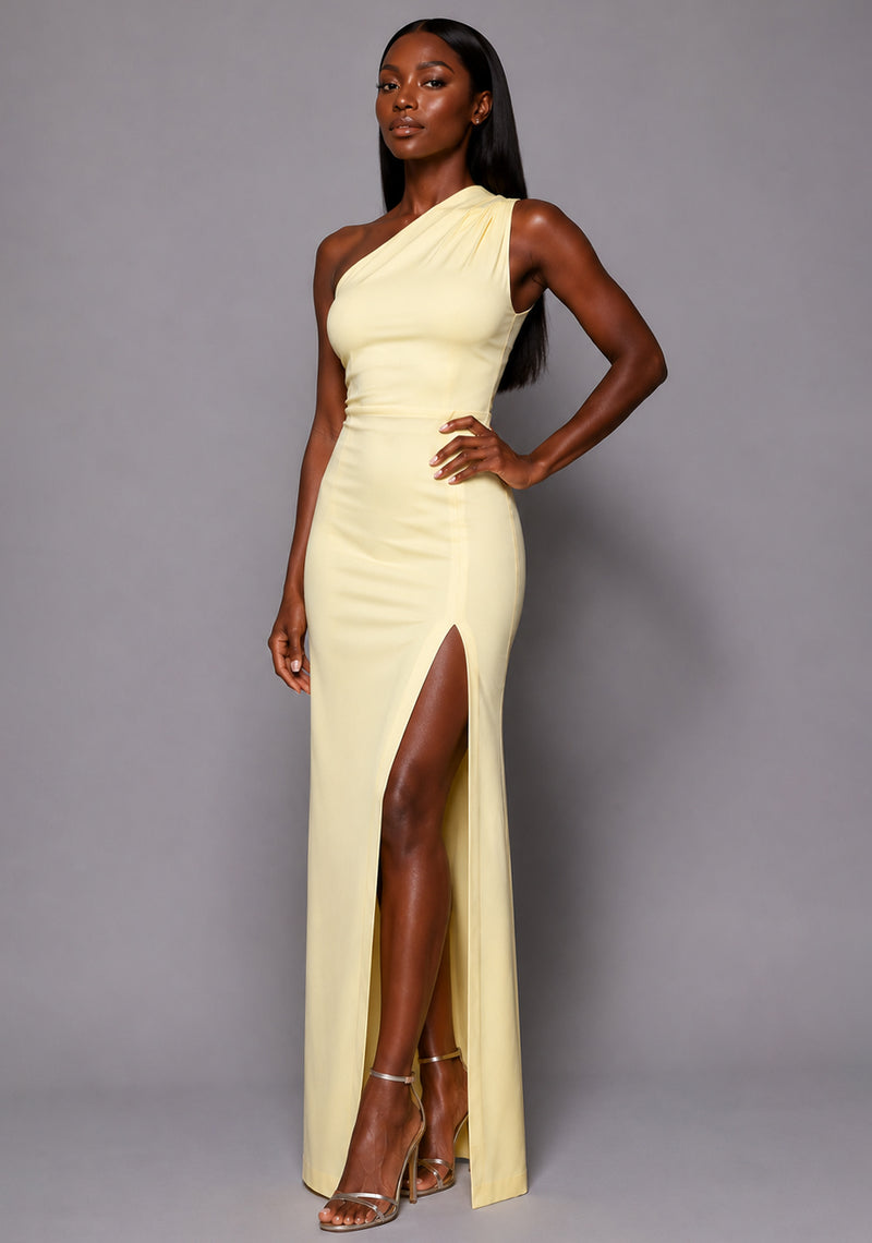 Charlotte | One Shoulder Lemon Yellow Maxi Dress
