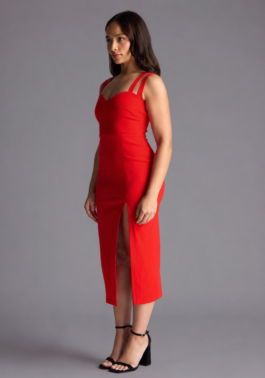 Violet | Petite Sweetheart Neckline Red Midaxi Dress