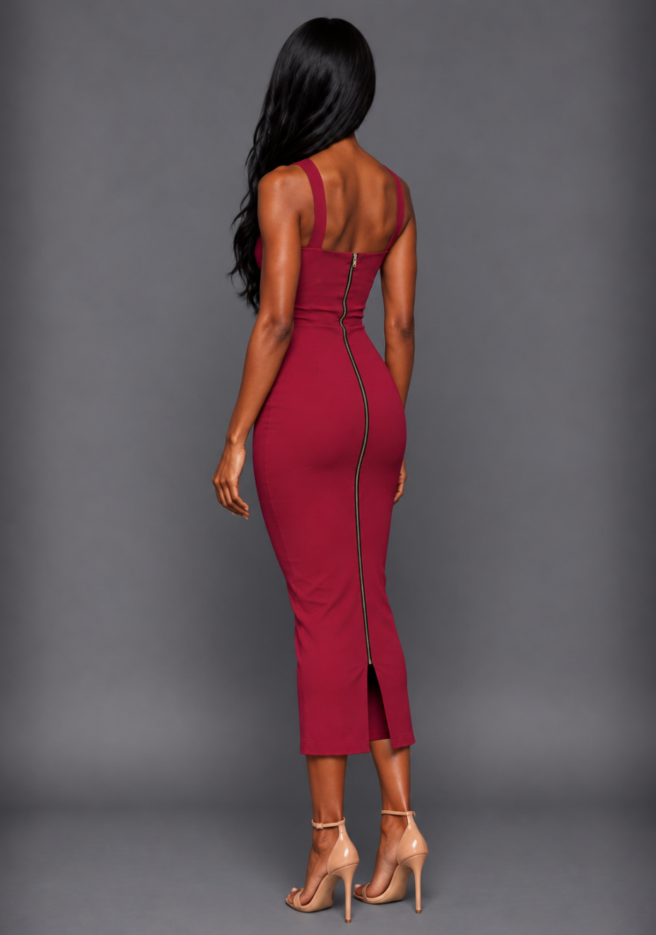 Hudson | Criss-Cross Neckline Raspberry Midaxi Dress