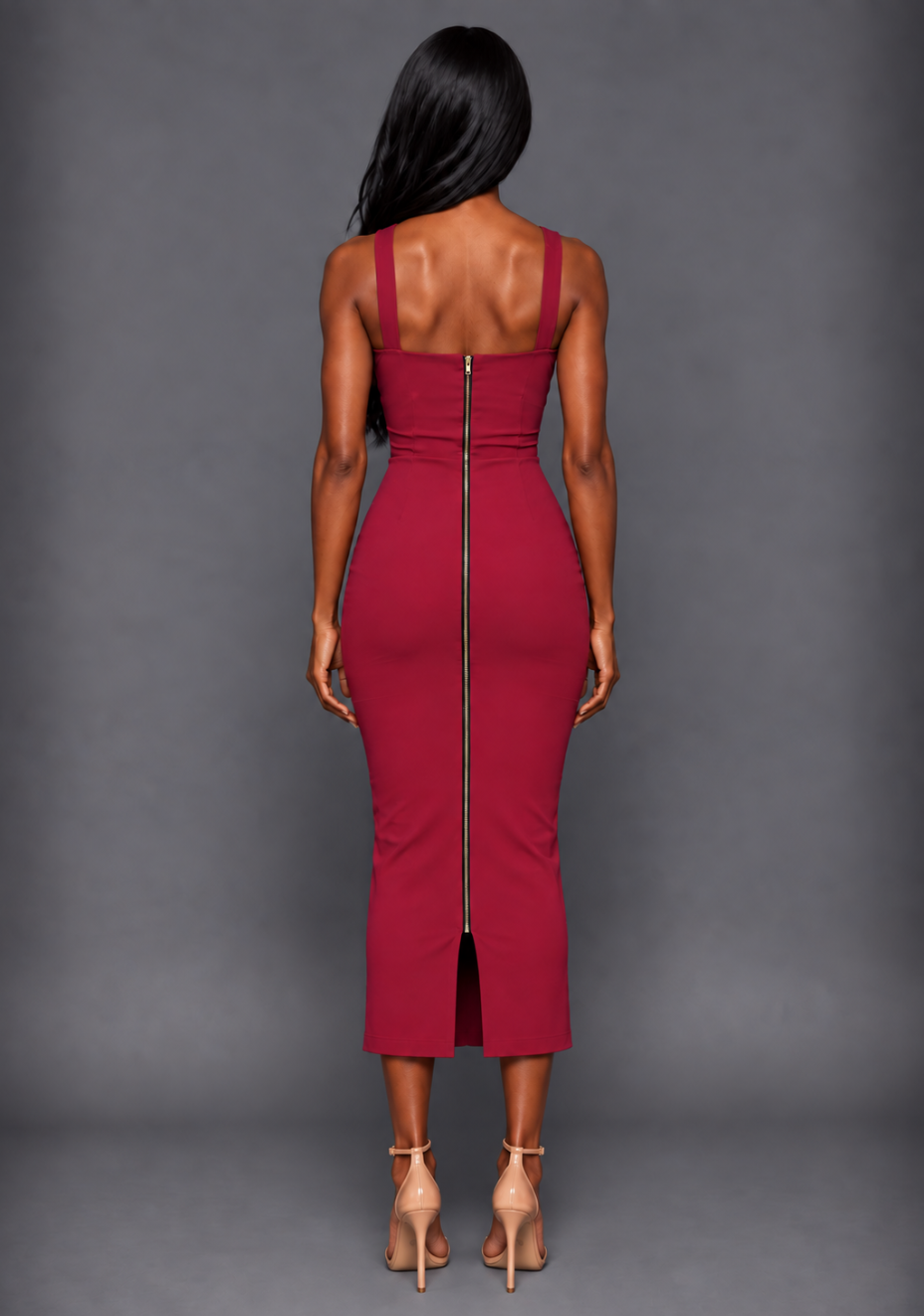 Hudson | Criss-Cross Neckline Raspberry Midaxi Dress