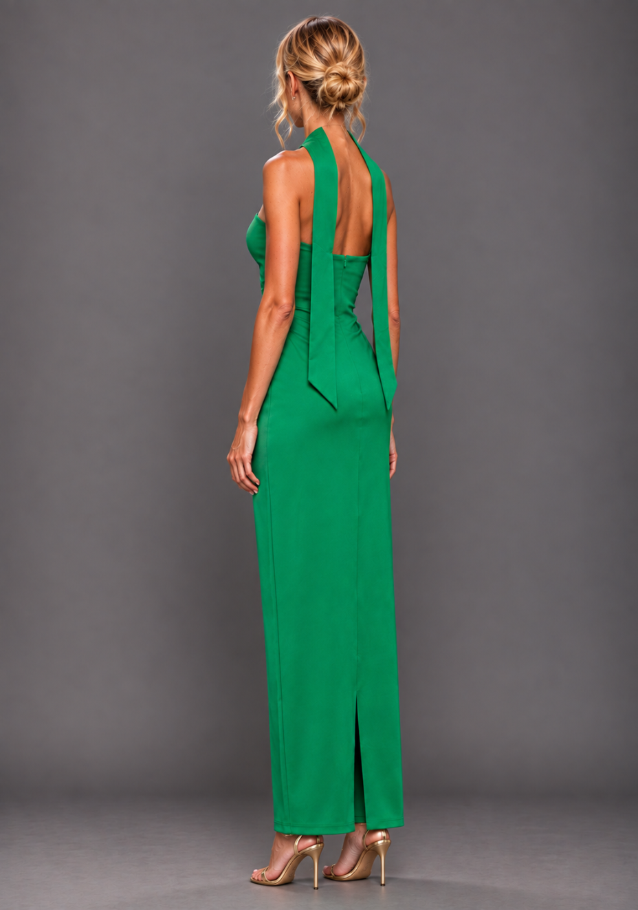 Tiffany | Bandeau Ruched Waist Emerald Maxi Dress