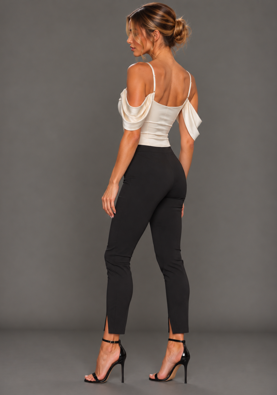 Amber | Bardot Satin Cream Top