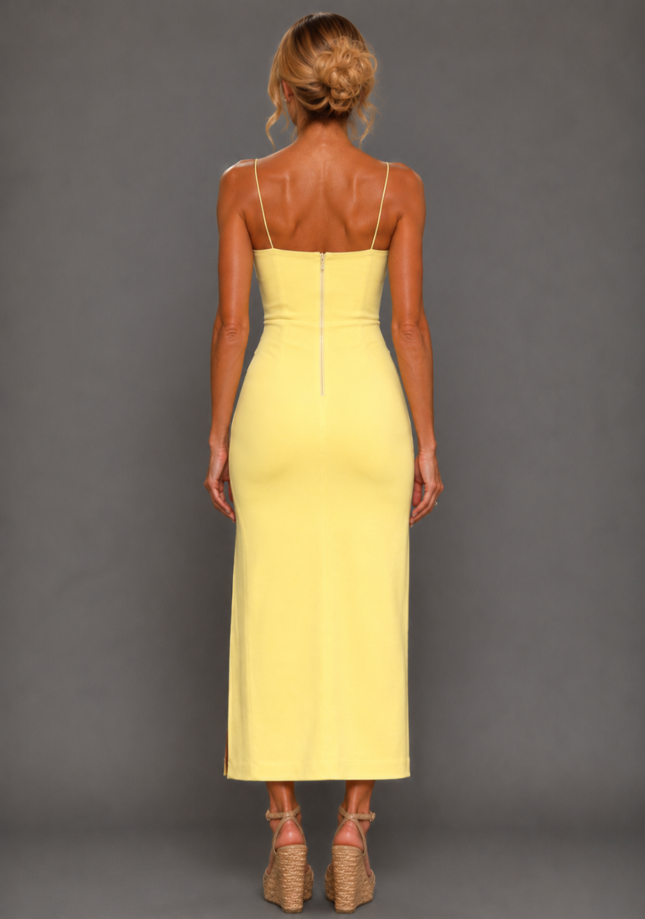 Aurora | Spaghetti Strap Lemon Midaxi Dress