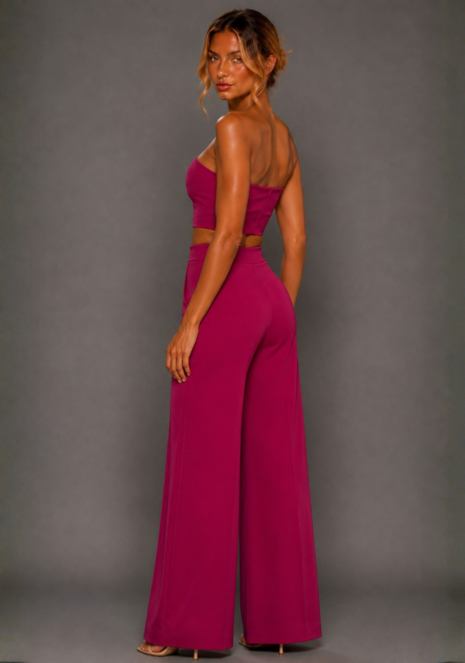 Marty | Magenta Wide Leg Trousers