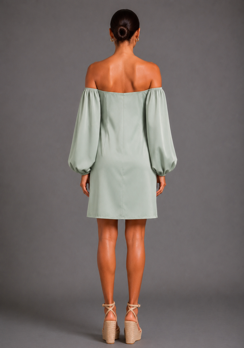 sage green bardot dress Kirby YGroup_sleevelessdiplomatmini