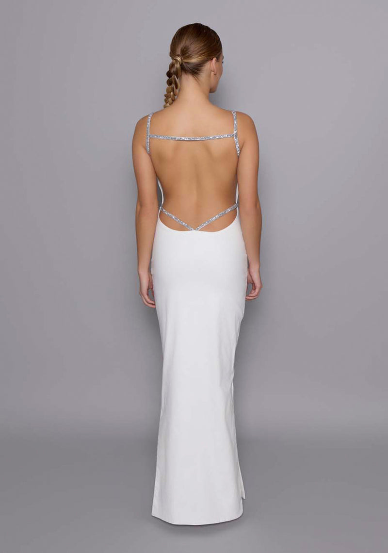 low back white maxi dress Alba just how you envisioned Knitted Dresses for Women DENIM-ALL Size:US0 (AU4)