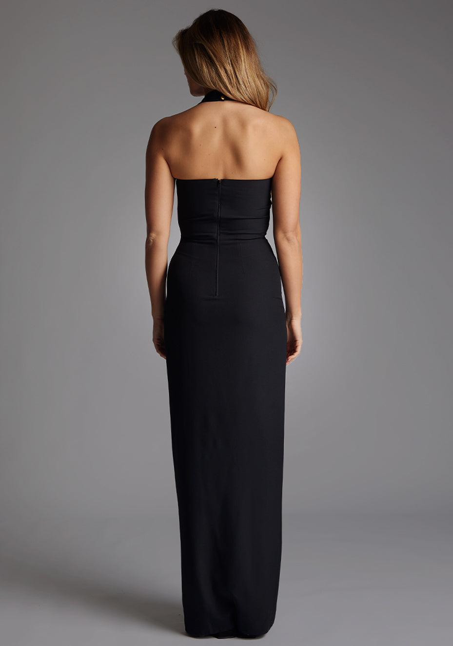 Amira | Halter Neck Black Maxi Dress