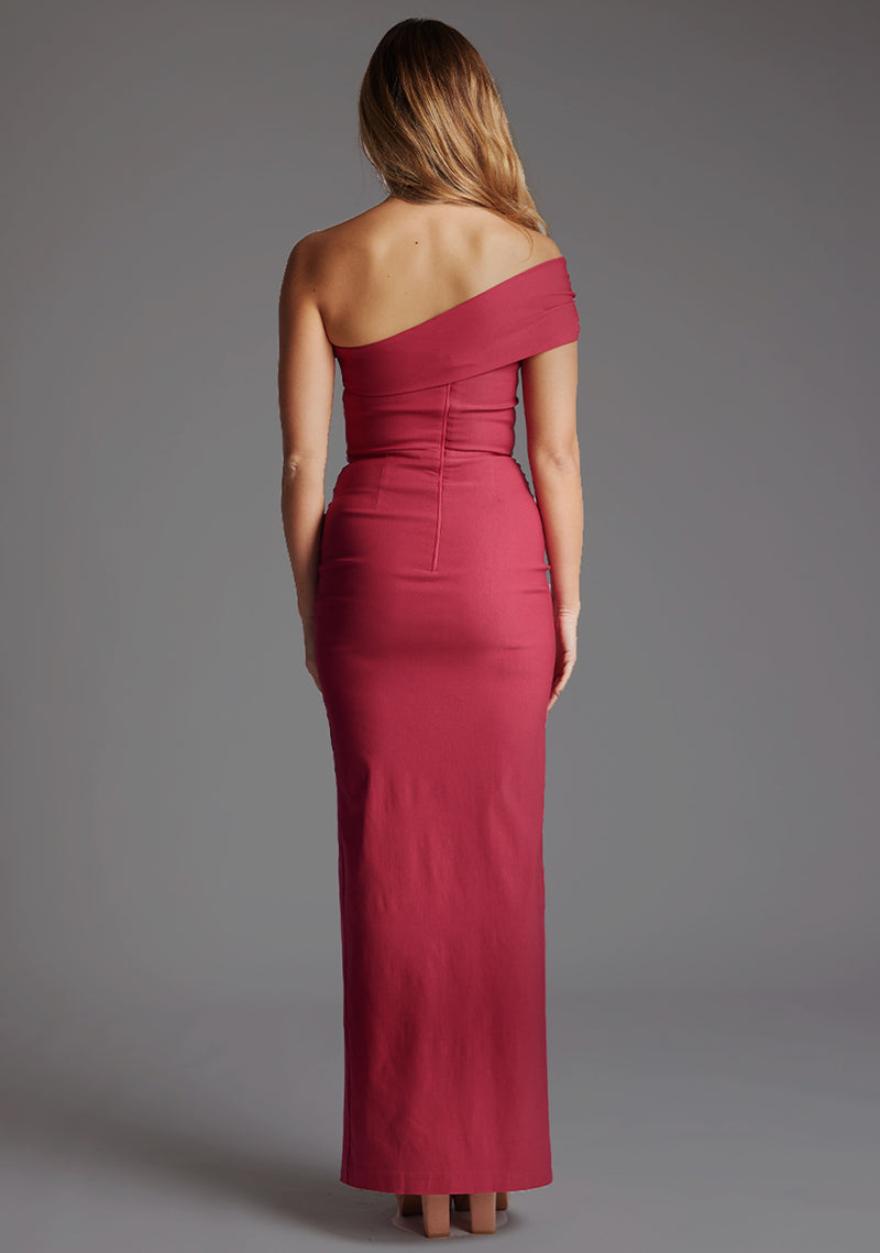 Carmel | Off-the-Shoulder Raspberry Maxi Dress Carmel | Off-the-Shoulder Raspberry Maxi Dress