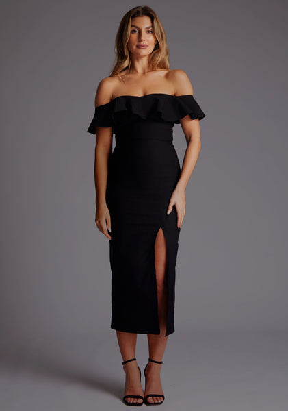 Deirdre | Bardot Off-Shoulder Frill Midaxi Dress