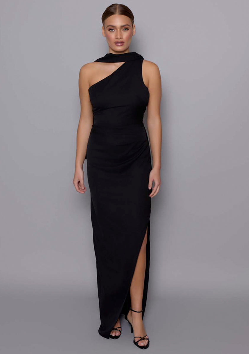 knee length dresses for ladies Drew | One Shoulder Drape Detail Maxi Dress