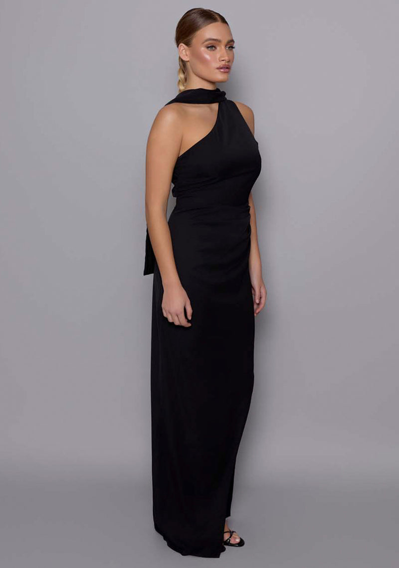 Drew | One Shoulder Drape Detail Black Maxi Dress 10 / Black Drew | One Shoulder Drape Detail Black Maxi Dress 10 / Black