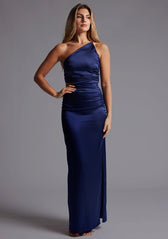 something navy one shoulder dress Floral One Shoulder Dress
