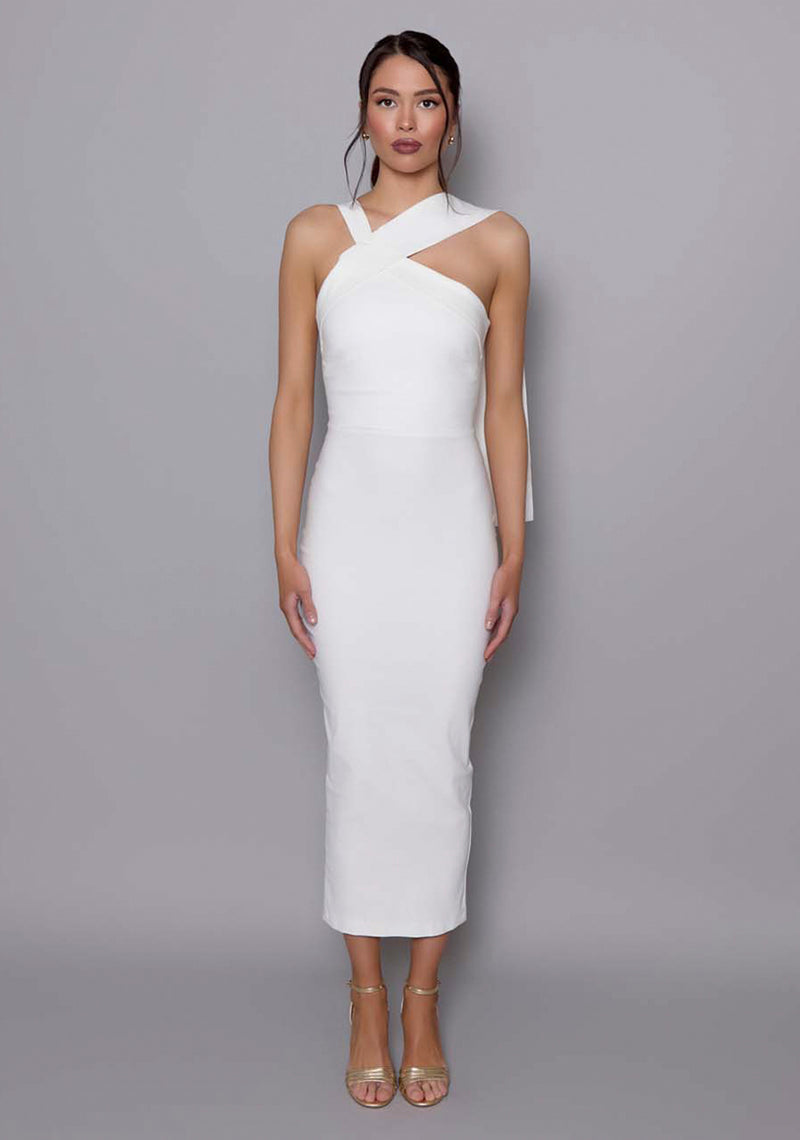 ivory bodycon dress Ivory Velvet Long Sleeve Midi Dress