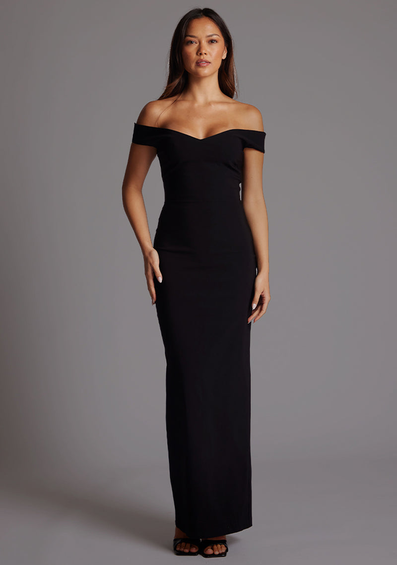 Holland | Sweetheart Neckline Off The Shoulder Black Maxi Dress Holland | Sweetheart Neckline Off The Shoulder Black Maxi Dress