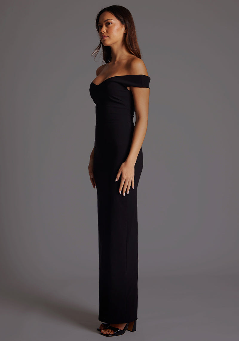 chinese dress ladies Black Maxi Dress With Off Shoulder Bow Beaded Top main image 1