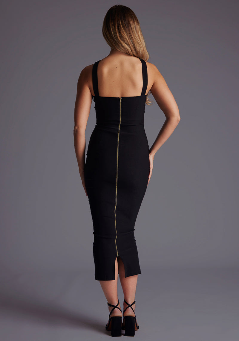 black criss cross back bodycon dress Hudson hugging fit perfect for date-2025 Find Out When To Size:XLA