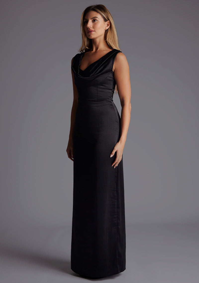 cowl neck maxi dress satin Bardot Monroe Cowl Neck Maxi Dress Toffee