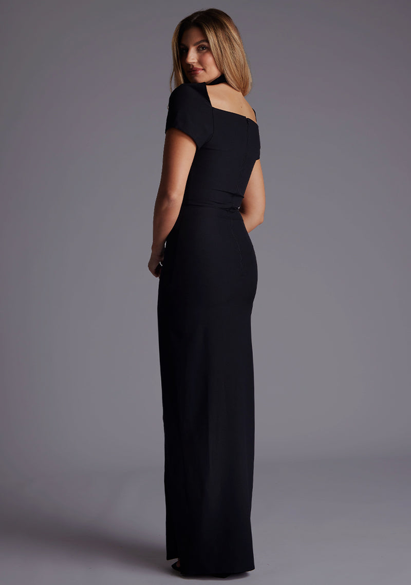 Josephine | High Neck Short Sleeve Maxi Dress