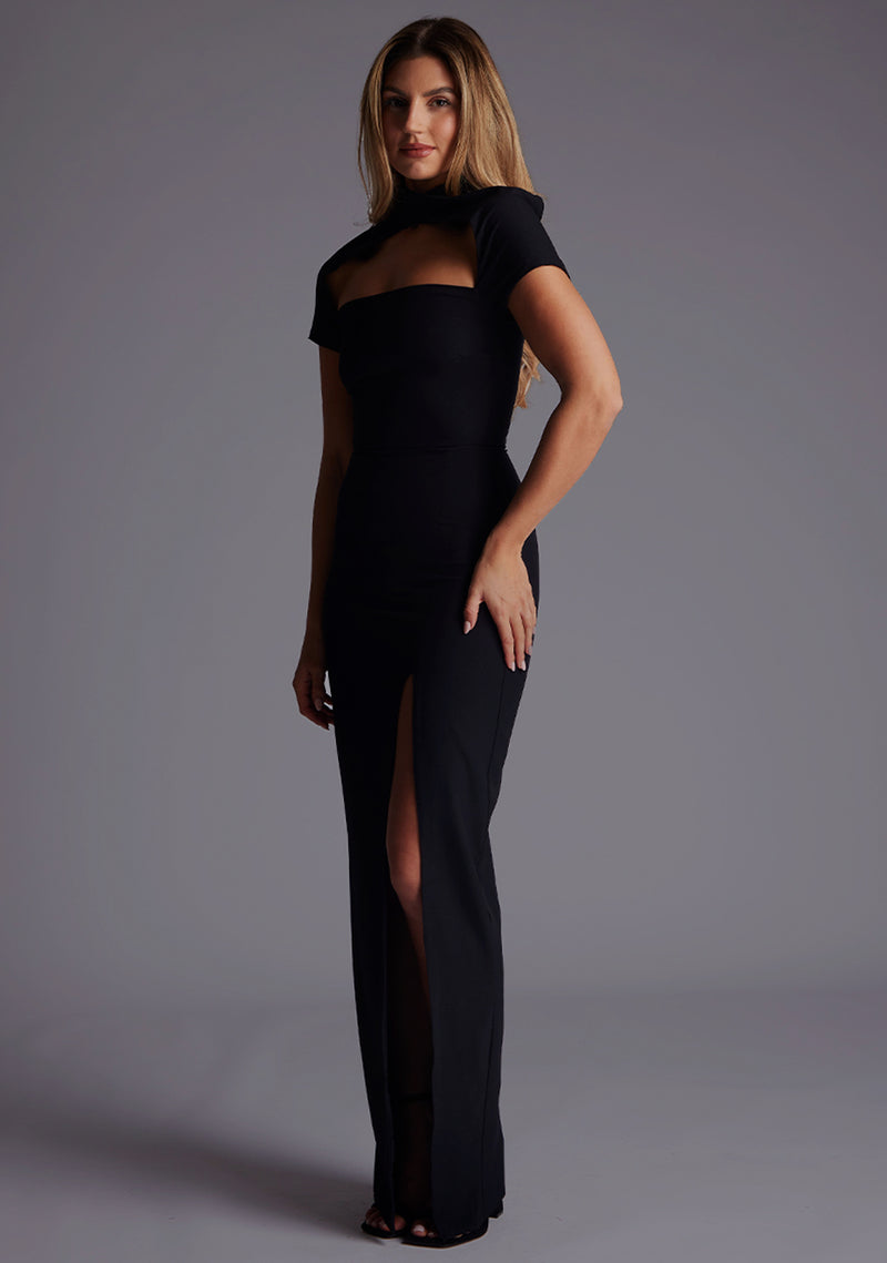 Josephine | High Neck Short Sleeve Maxi Dress