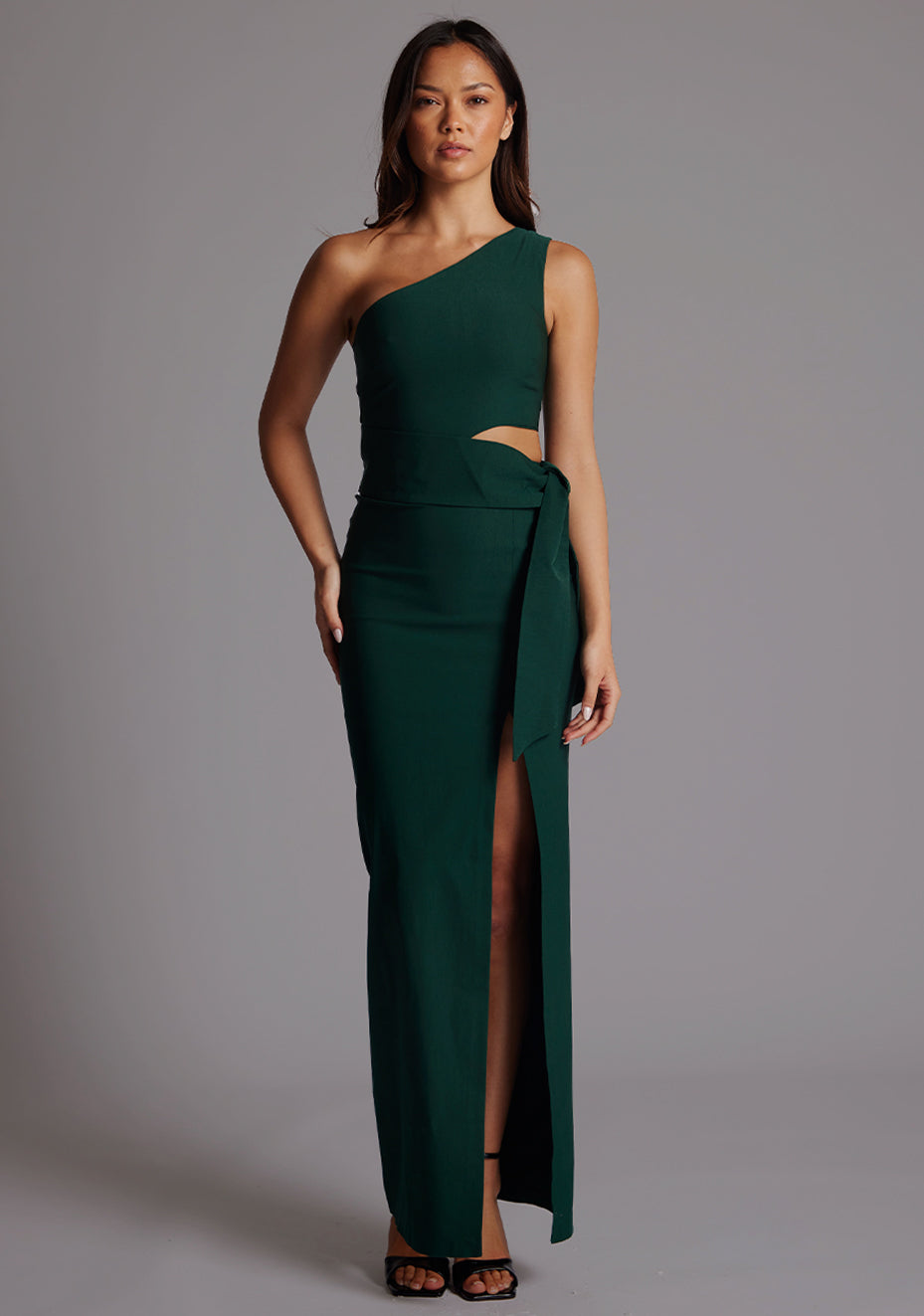 green one shoulder dress Lisbeth 1031 style silhouette features a Embellished Frock S / Size:US 26W / UK 30 / EU 56