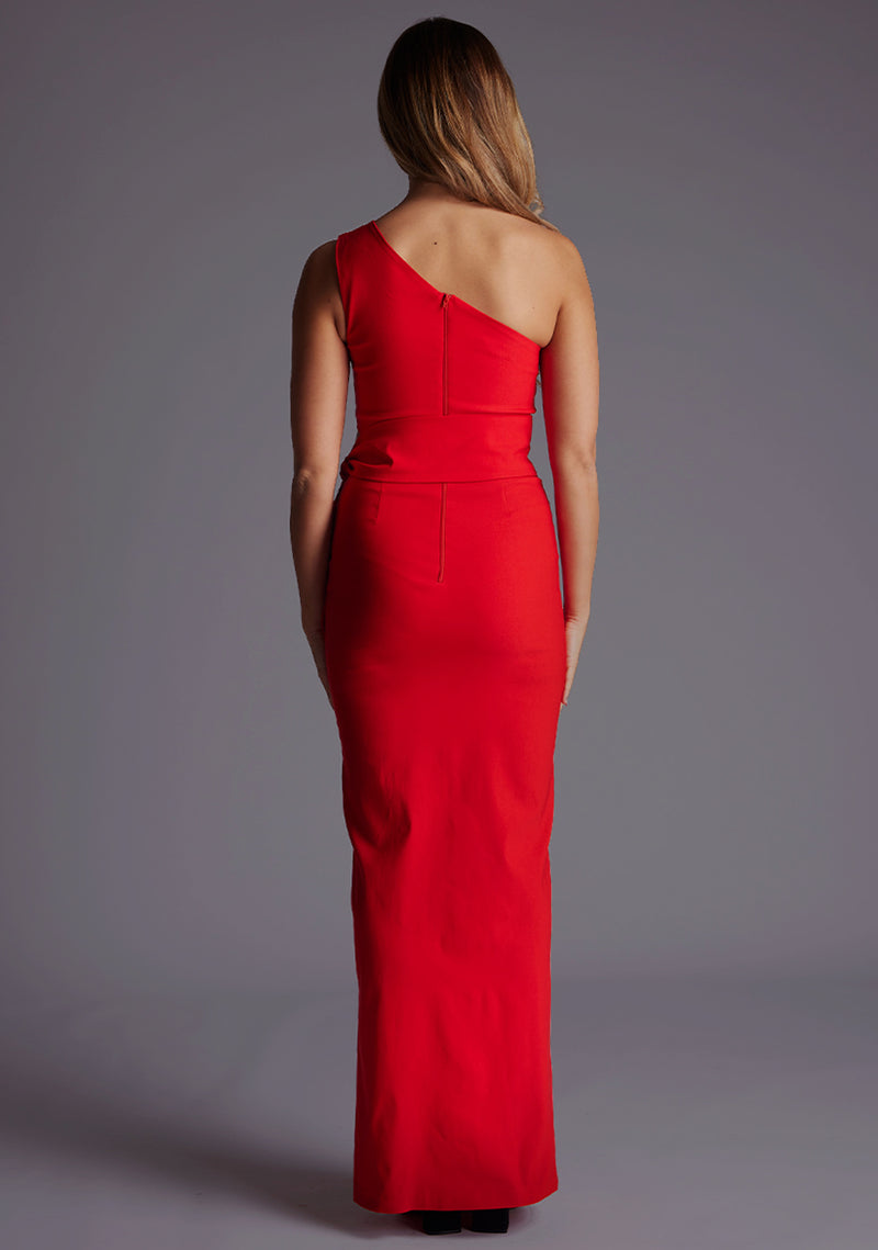 strapless open back dress Lisbeth | One Shoulder Maxi Dress With Thigh Split