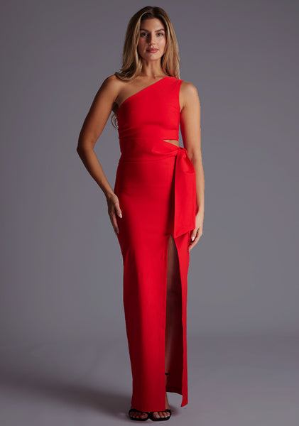 knee length dresses for ladies Wine Front Split Leg Maxi Dress