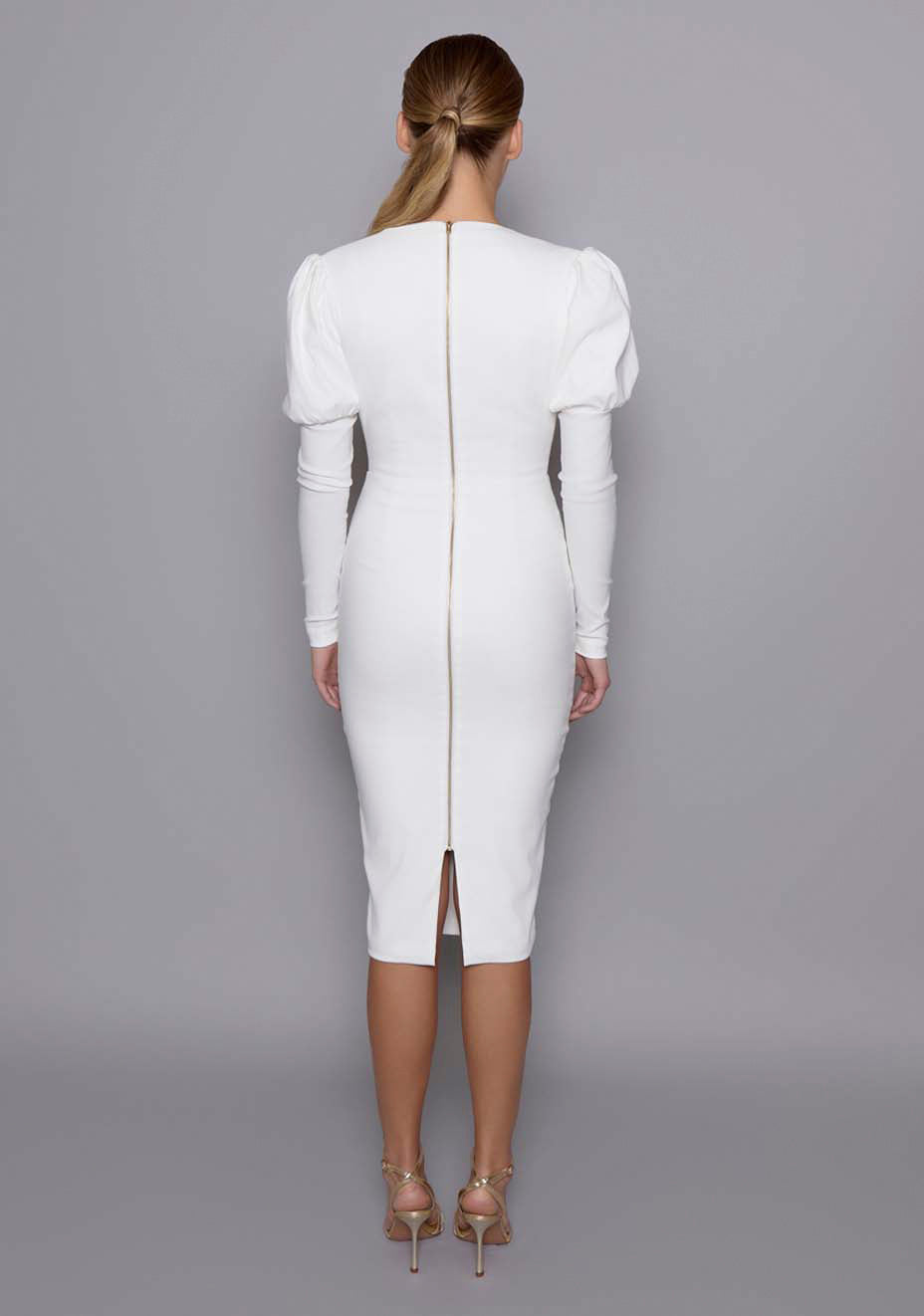 Lyra | Sculpted Ivory Midi Dress