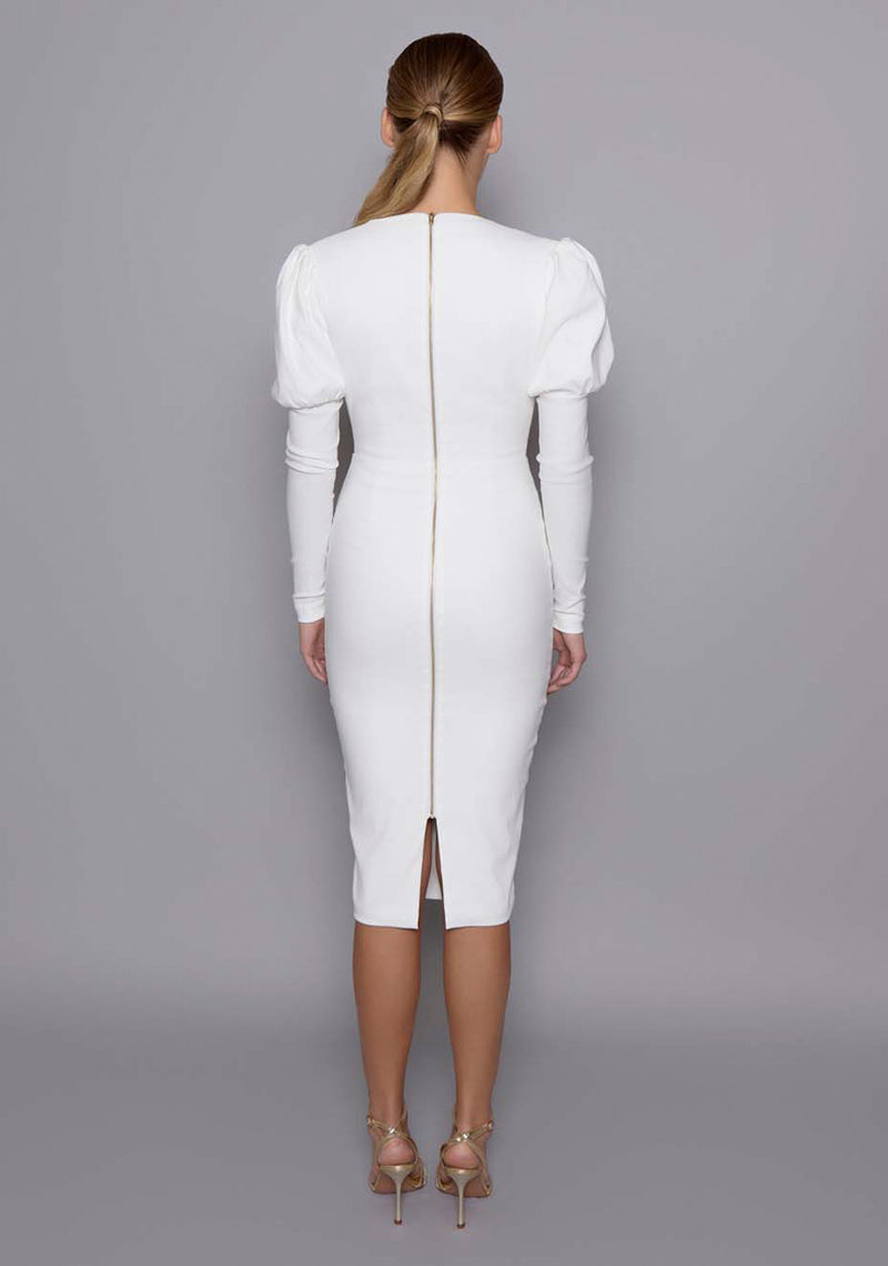 ivory midi bodycon dress Modal Lace-Trim Midaxi Dress in Ivory - 14