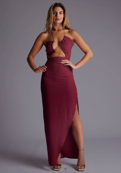 Opal | Cut-Out Halter Burgundy Maxi Dress 8 / Burgundy Opal | Cut-Out Halter Burgundy Maxi Dress 8 / Burgundy