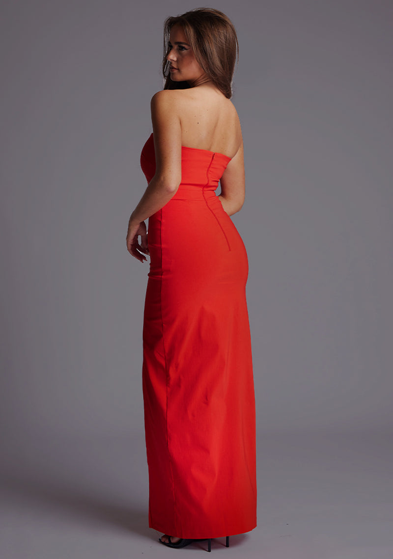 Salma | Bandeau Thigh Split Red Maxi Dress Salma | Bandeau Thigh Split Red Maxi Dress