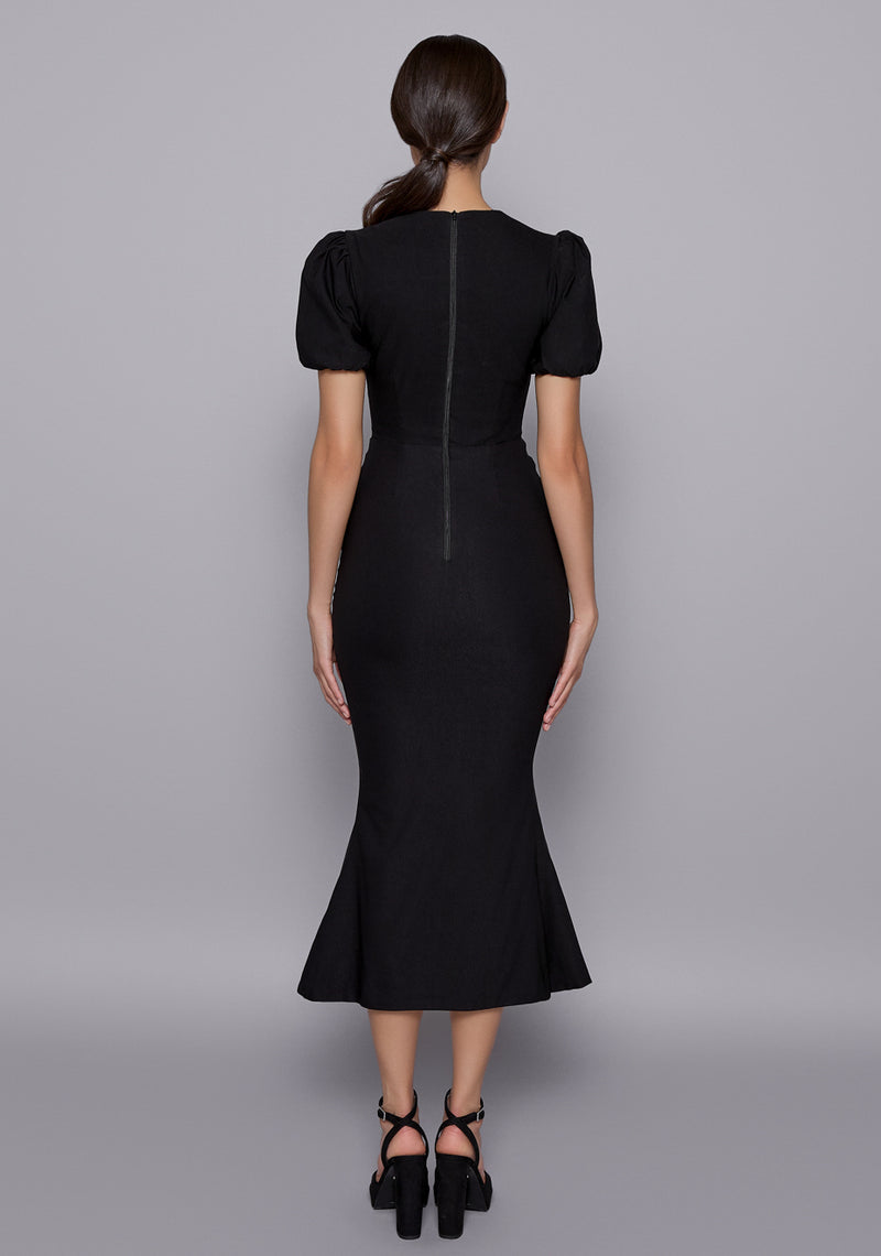black fishtail formal dress One-Shoulder Tie Strap Floral Maxi Dress Black / L