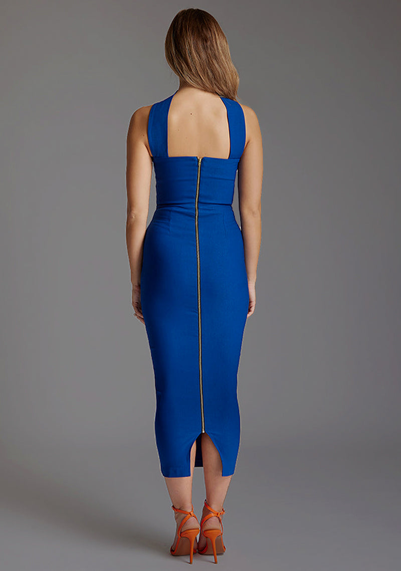navy blue dress for baby girl Freesia Gown - Cobalt Blue Open Back Silk Dress main image 1