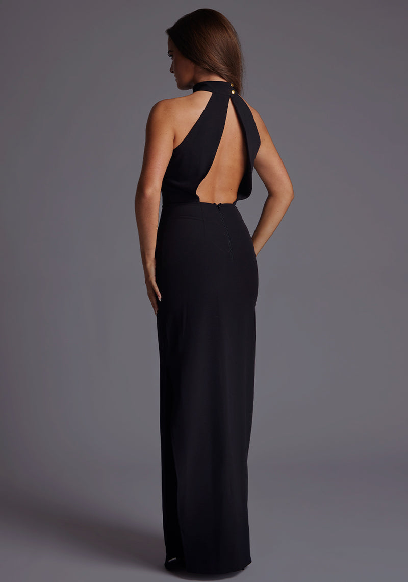 Kennedy | High Neck Maxi Dress With Open Back - Black Kennedy | High Neck Maxi Dress With Open Back - Black