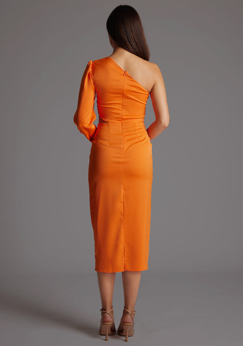 Niccola | One Sleeve Satin Midi Dress
