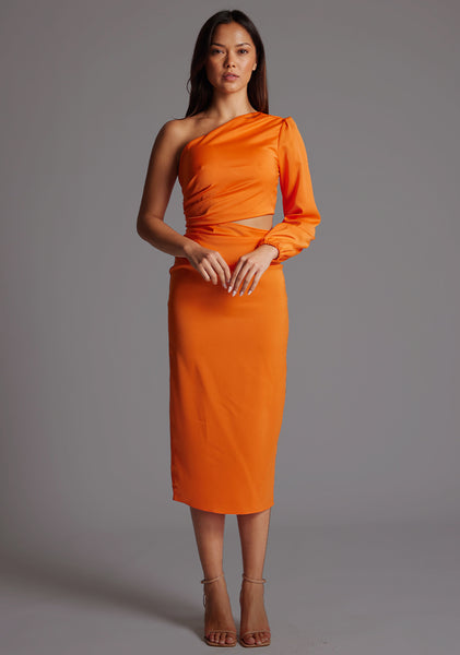 Midi Dress Orange Satin Dress Oh Polly Hermie Silky Satin Maxi Dress Orange Wedding  Guest Dress
