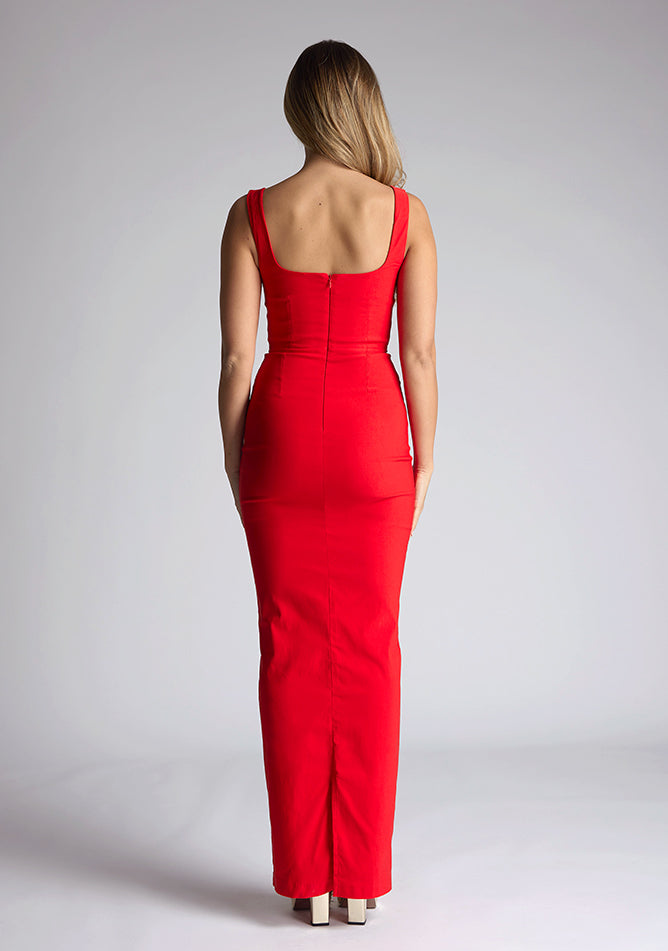 Nickee | Square Neck Maxi Dress - Red
