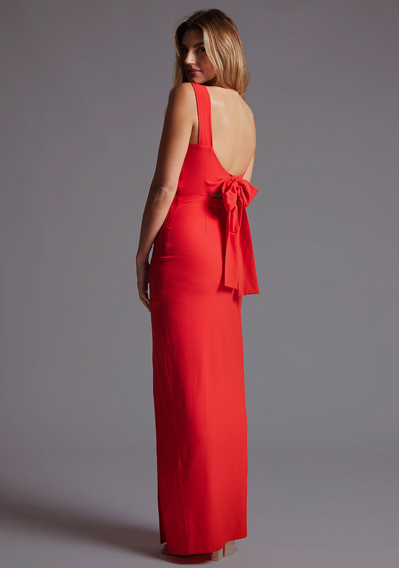 Reese | Bow Back Red Maxi Dress 10 / Red