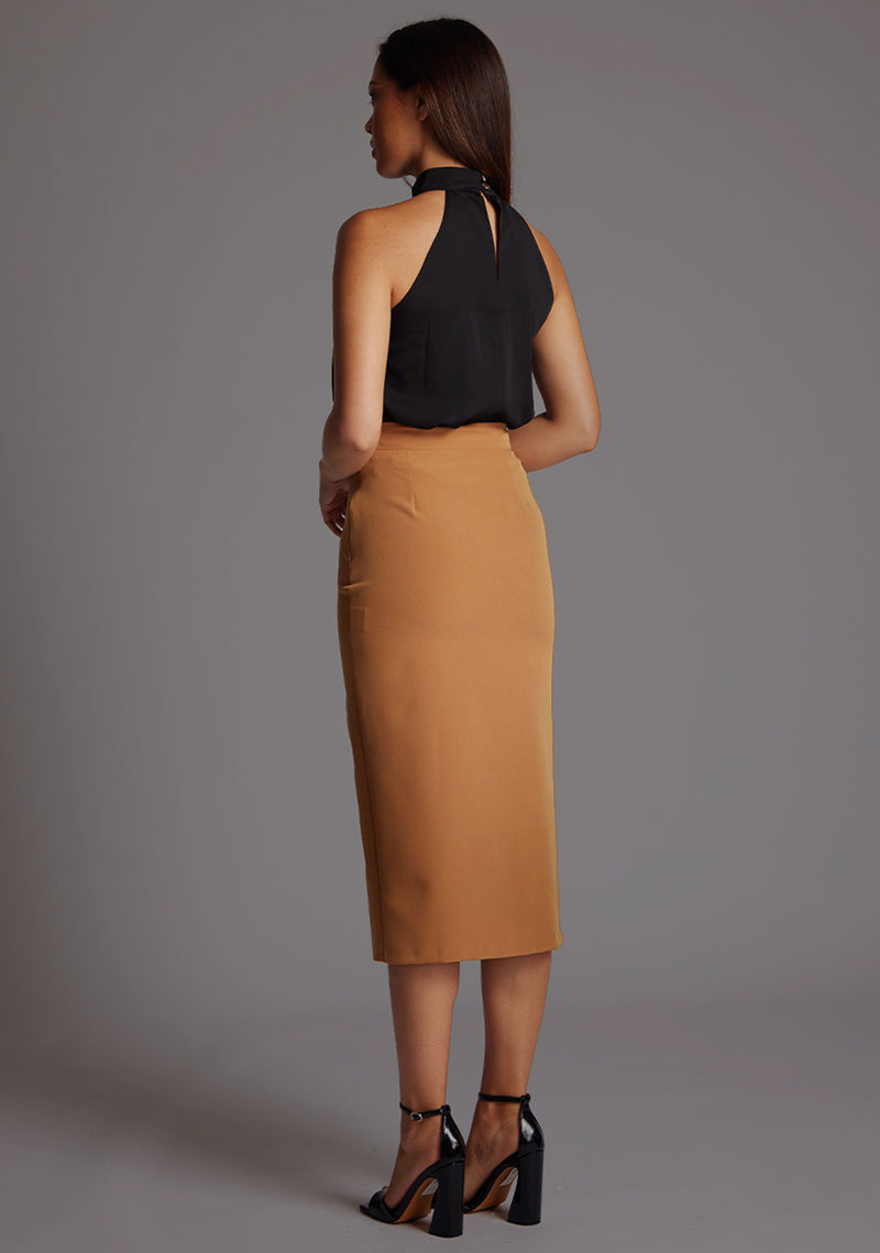 Sherine | High Waist Camel Pencil Skirt 8 / Camel Sherine | High Waist Camel Pencil Skirt 8 / Camel