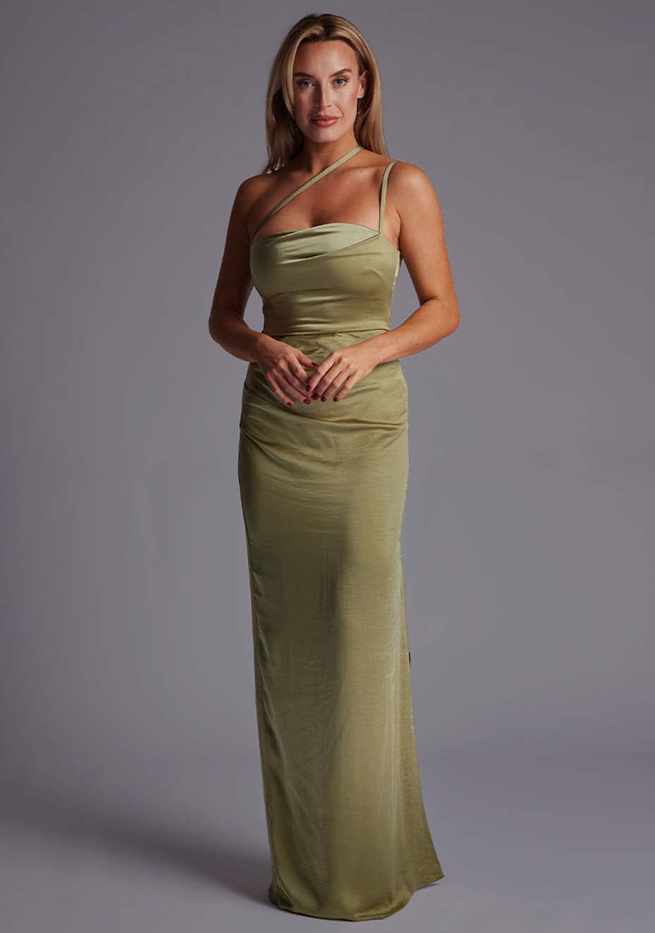 Solange | Satin Ruched Waist Maxi Dress