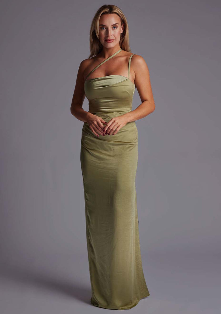 Solange | Satin Ruched Waist Maxi Dress